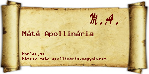 Máté Apollinária névjegykártya